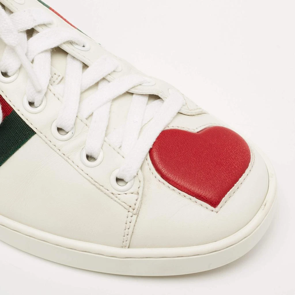 Gucci White Leather Ace Web Heart Detail Lace Up Low Top Sneaker Size 35.5 商品