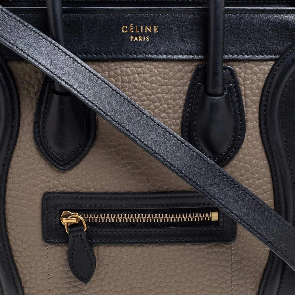 商品[二手商品] Celine|Celine Tricolor Leather and Nubuck Nano Luggage Tote,价格¥5310,第5张图片详细描述