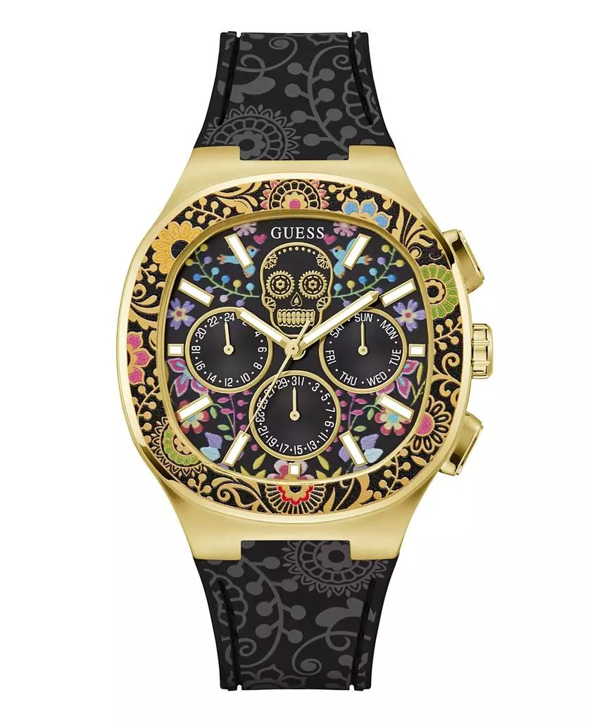 商品GUESS|Men's Multi-Function Black Silicone Watch 44mm,价格¥1122,第1张图片