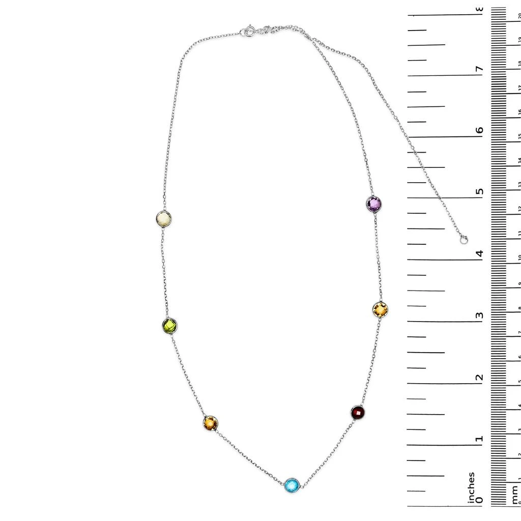 商品Haus of Brilliance|14K White Gold Bezel Set Mixed Gemstone 7 Station Adjustable 18"-24" Necklace,价格¥35793,第5张图片详细描述