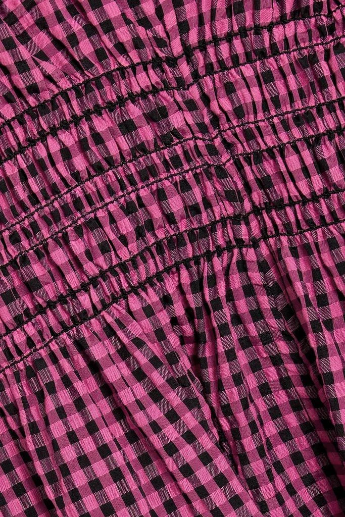 商品Ganni|Shirred gingham seersucker midi dress,价格¥743,第4张图片详细描述