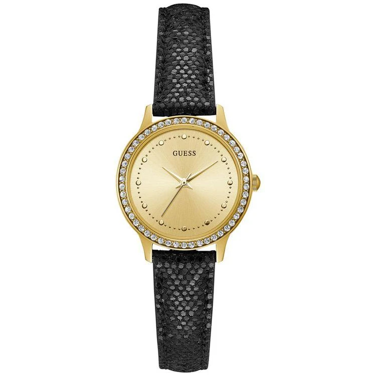 商品GUESS|Women's Black Leather Strap Watch 30mm, Created for Macy's,价格¥561,第2张图片详细描述