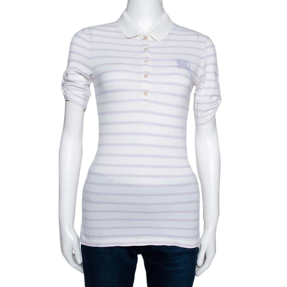 商品[二手商品] Burberry|Burberry Brit Off White Striped Cotton Modal Polo T-Shirt XS,价格¥999,第1张图片