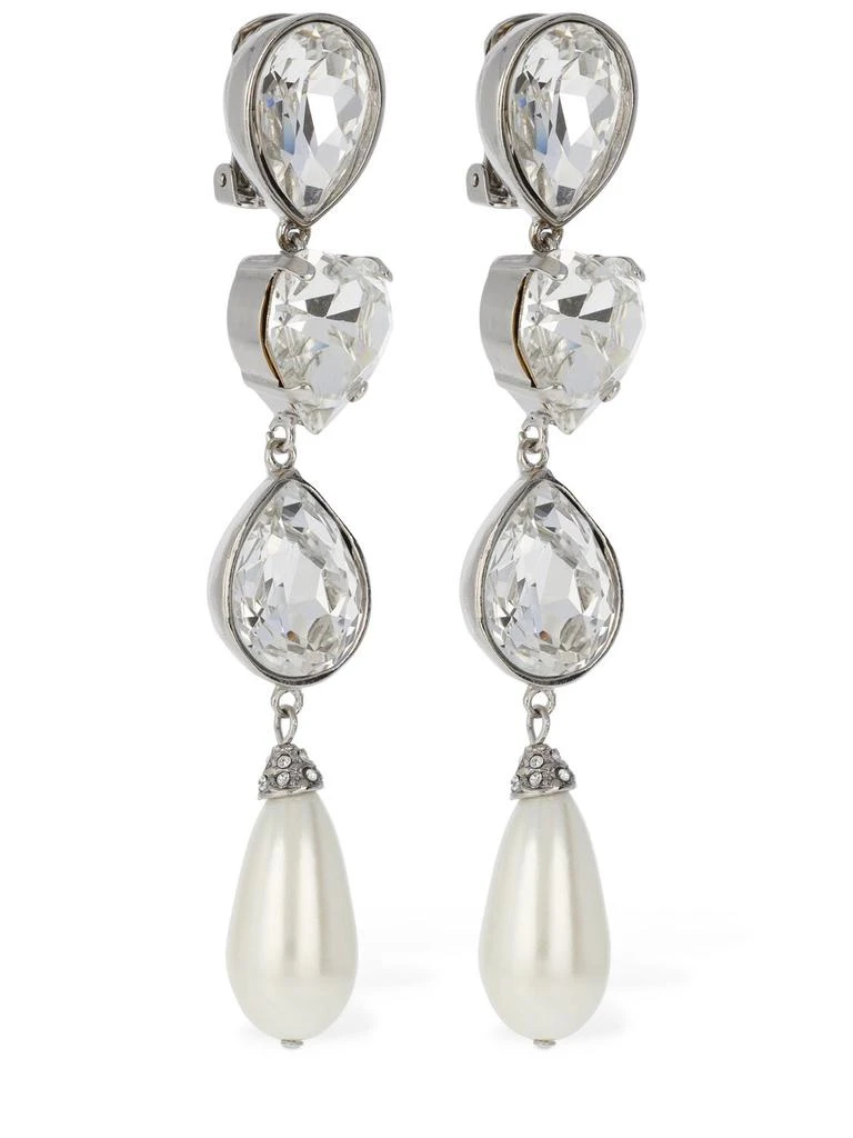 商品Alessandra Rich|Crystal Earrings W/ Faux Pearl Pendants,价格¥905,第2张图片详细描述