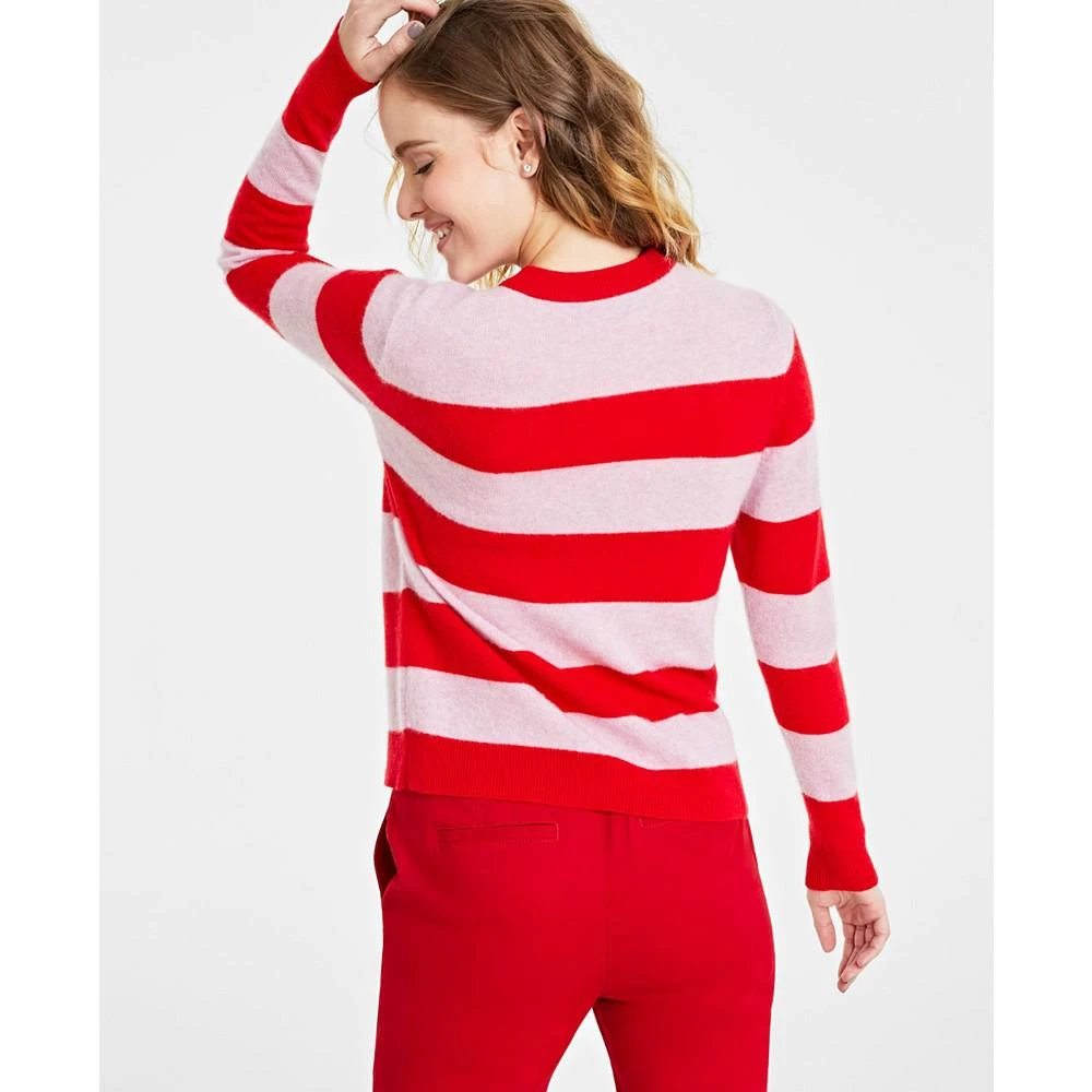 商品Charter Club|Women's Wispy Heart Striped 100% Cashmere Sweater, Created for Macy's,价格¥380,第2张图片详细描述