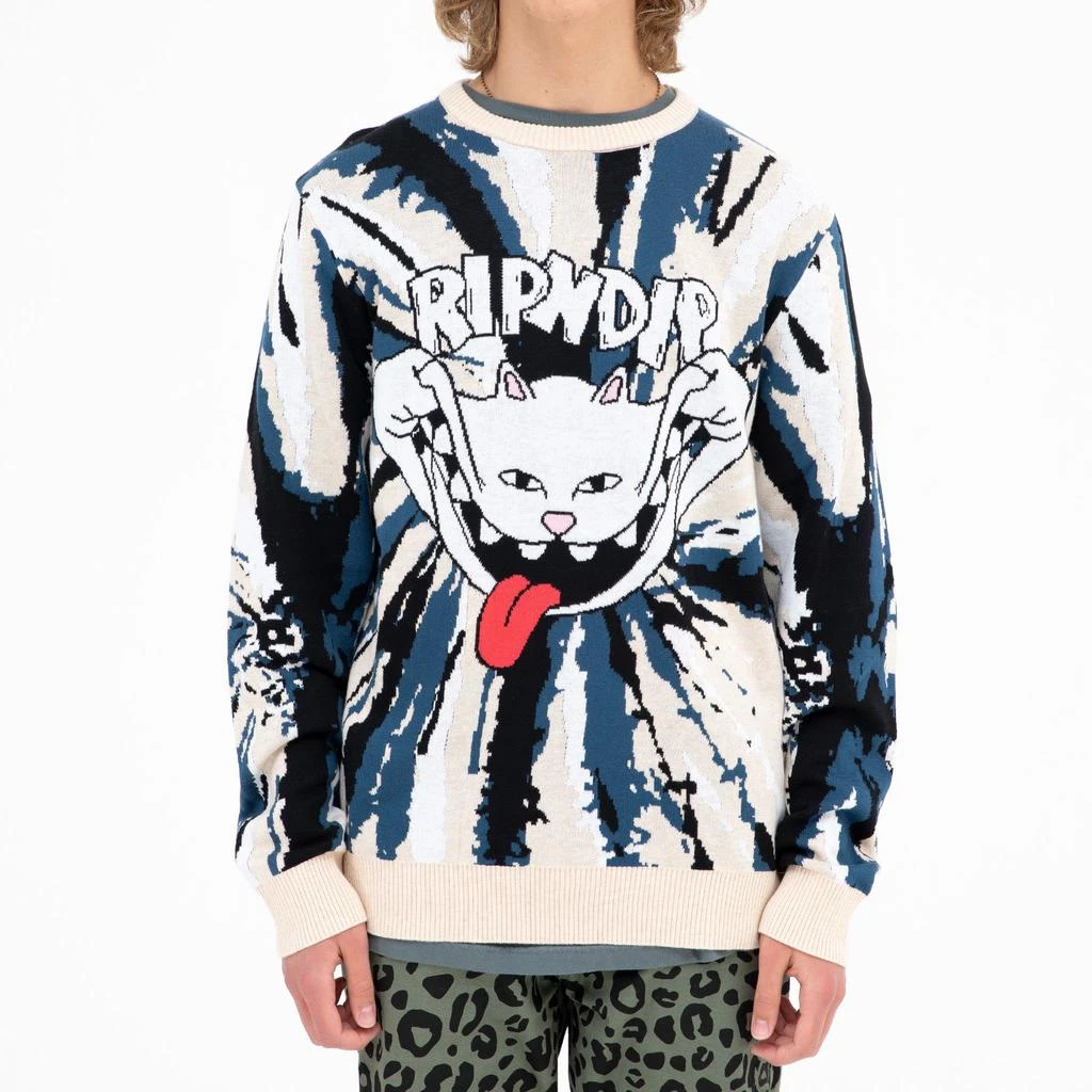 商品RIPNDIP|Big Smile Knit Sweater (Cream/Navy),价格¥229,第2张图片详细描述