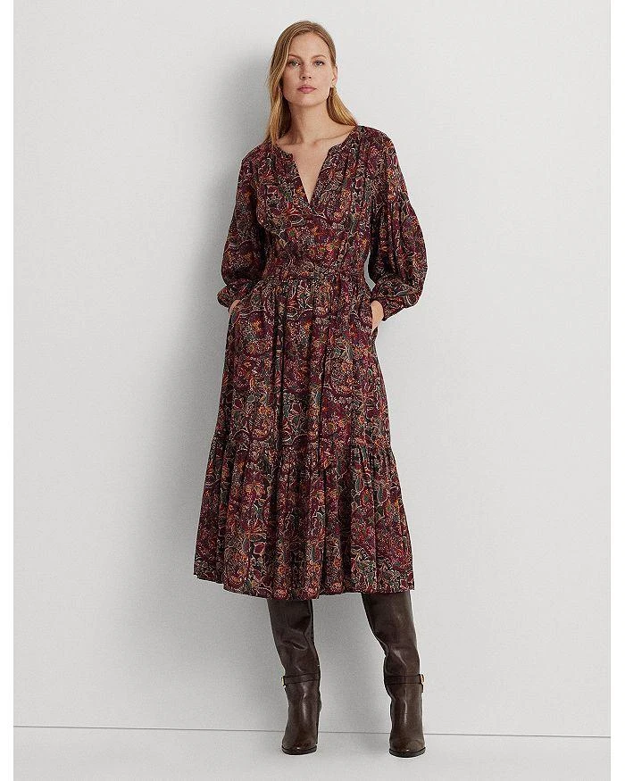 商品Ralph Lauren|Belted Peasant Midi Dress,价格¥878,第1张图片详细描述