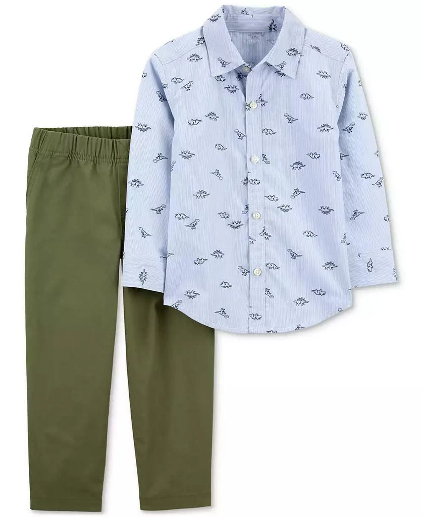 商品Carter's|Toddler Boys Cotton Dinosaur-Print Button-Front Shirt & Canvas Pants, 2 Piece Set,价格¥104,第1张图片