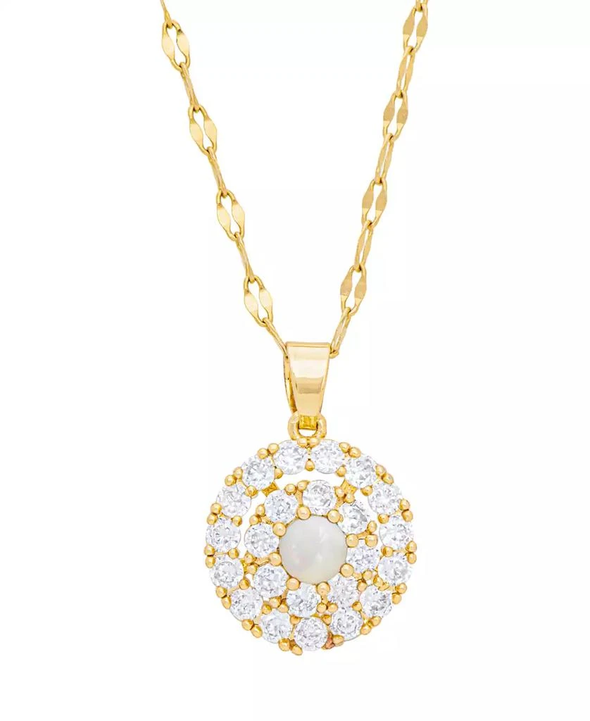 商品Macy's|Simulated Gemstone and Cubic Zirconia Spinner Pendant 18" Birthstone Necklace in 14K Gold Plate,价格¥445,第1张图片
