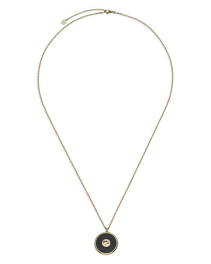商品Gucci|18K Yellow Gold Interlocking Diamond & Black Onyx Pendant Necklace, 27",价格¥29709,第3张图片详细描述