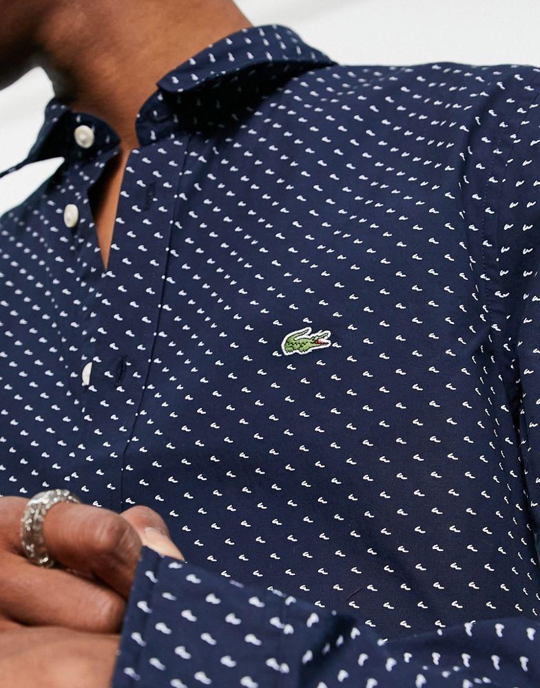 Lacoste polka dot long sleeve shirt in navy商品第3张图片规格展示