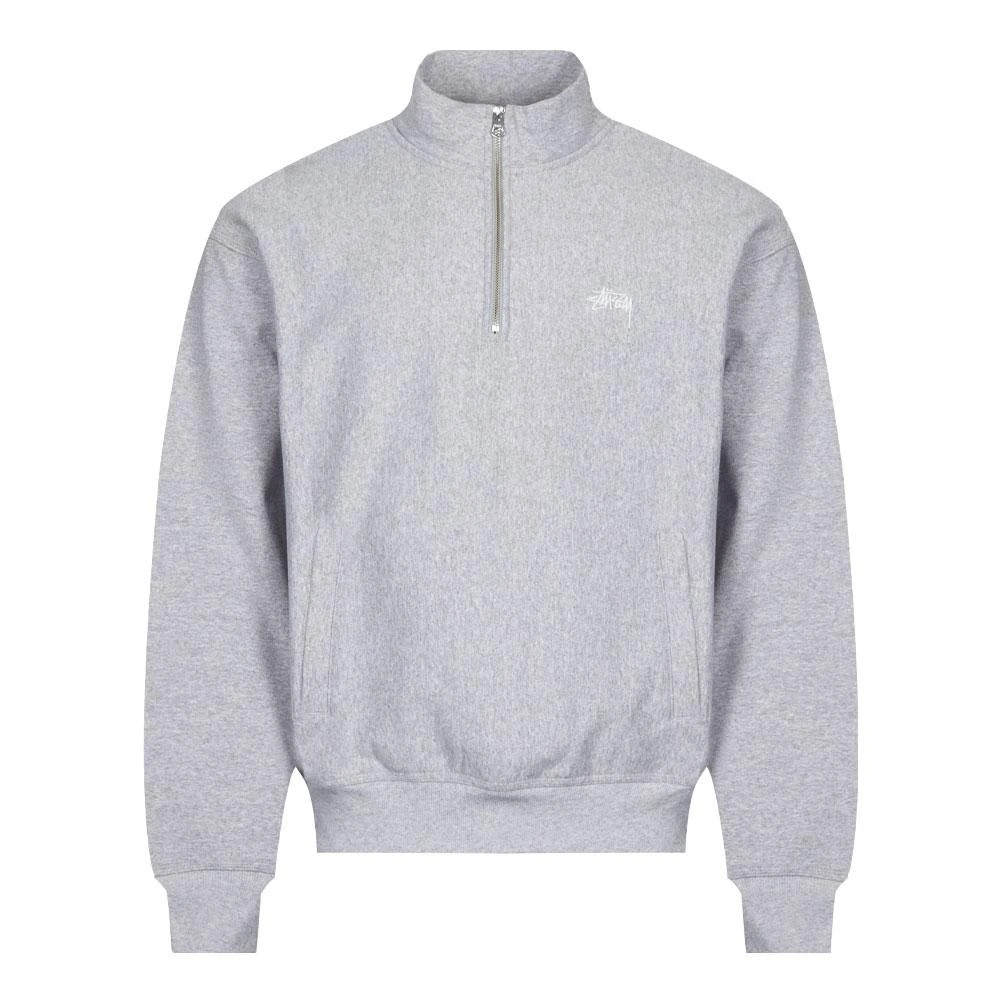 商品STUSSY|Stussy Logo 1/4 Zip Sweatshirt - Grey Heather,价格¥1152,第1张图片