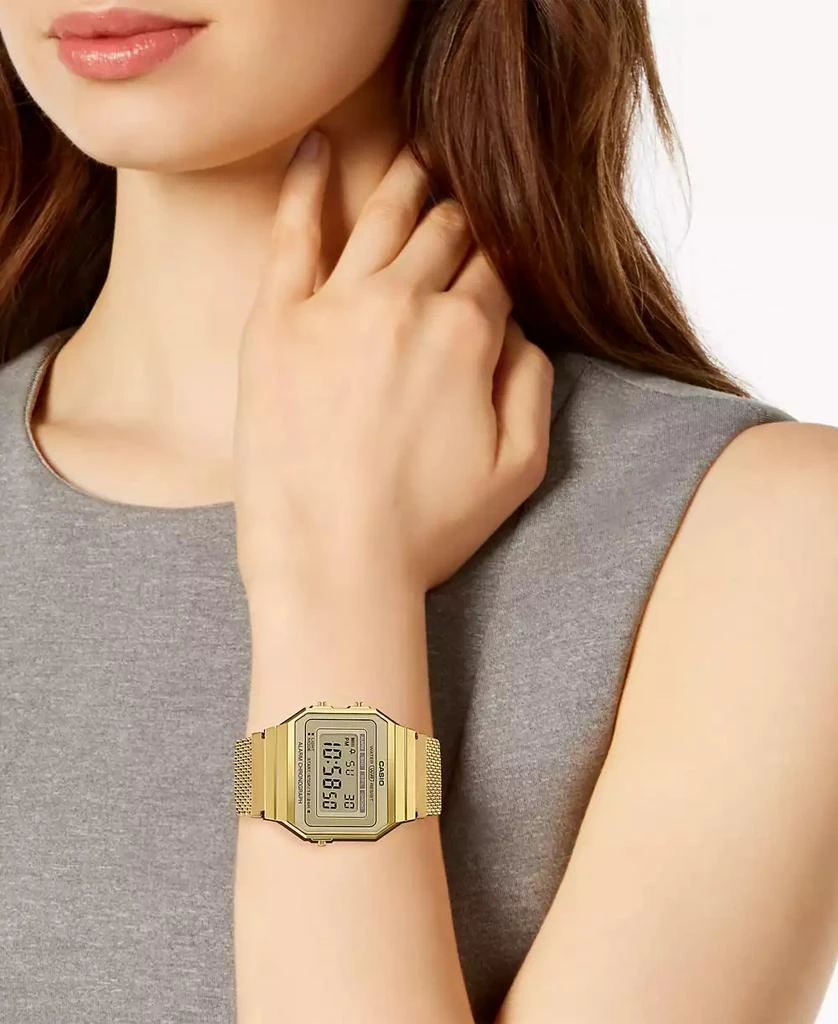 商品Casio|Unisex Gold-Tone Stainless Steel Mesh Bracelet Watch 35.5mm,价格¥599,第4张图片详细描述