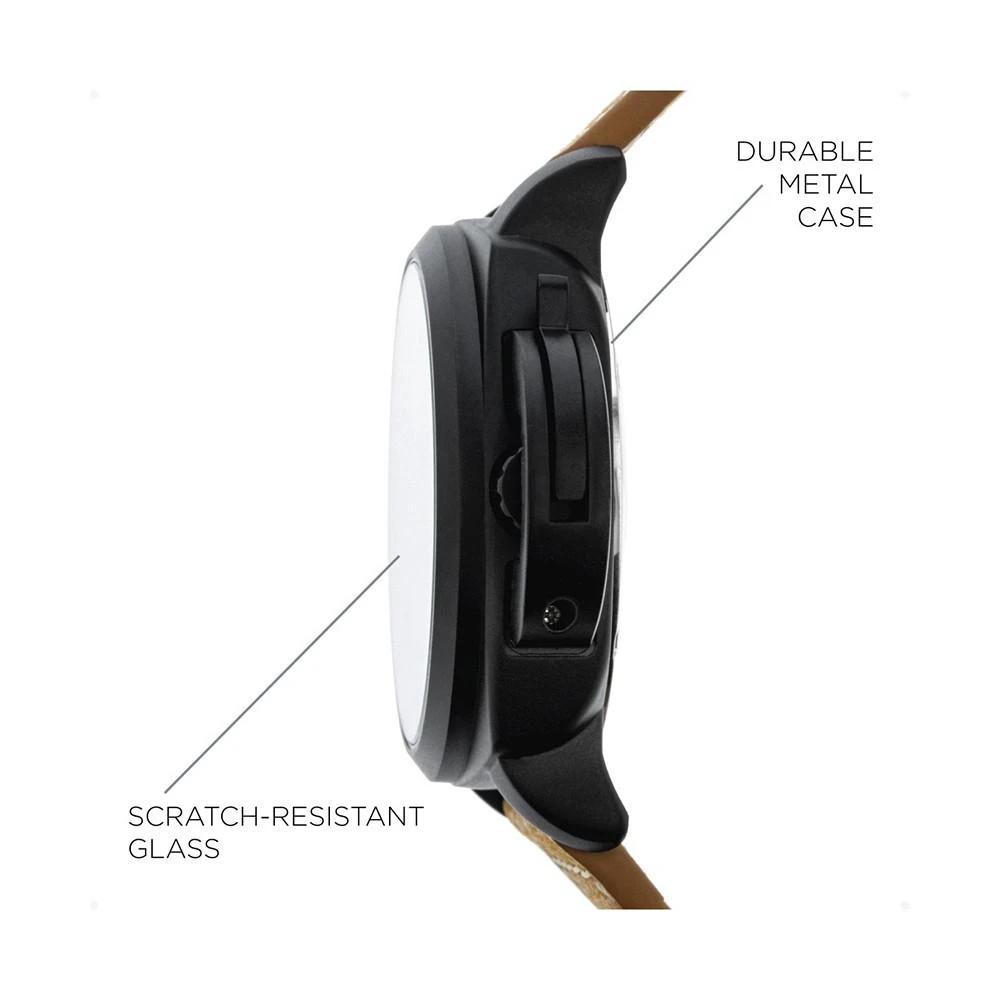 商品iTouch|Connected Men's Hybrid Smartwatch Fitness Tracker: Black Case with Brown Leather Strap 44mm,价格¥262,第2张图片详细描述