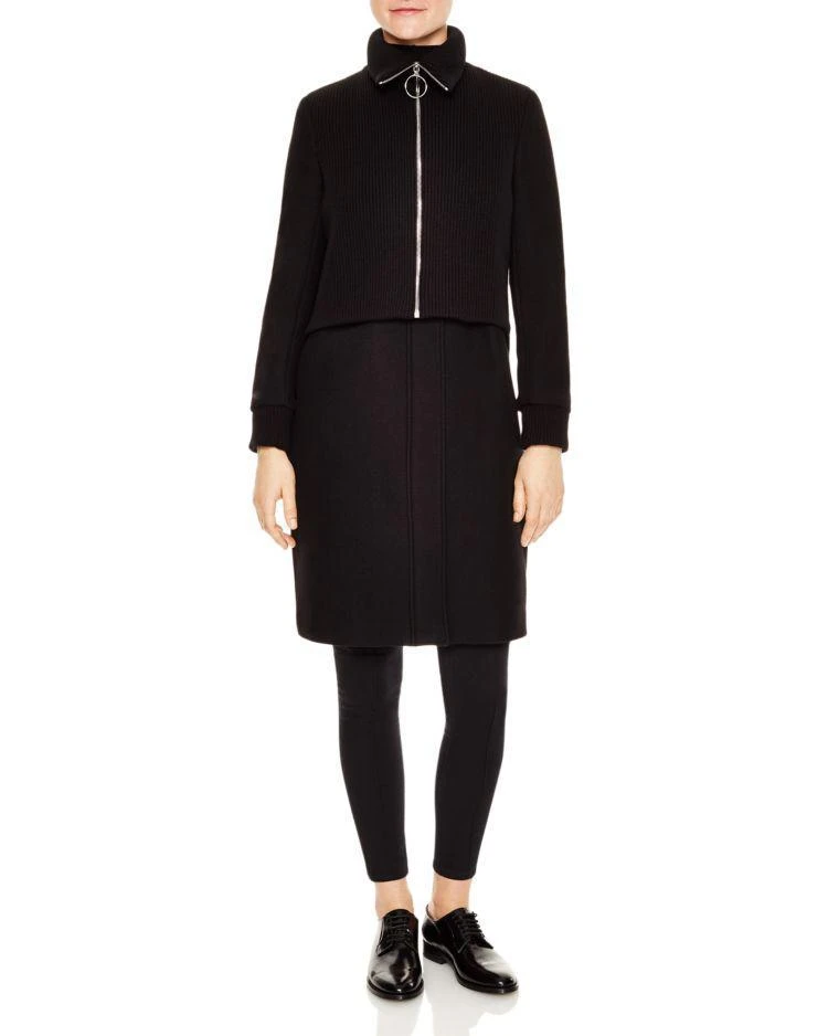 商品Sandro|Kolia Ribbed Overlay Coat,价格¥3545,第1张图片