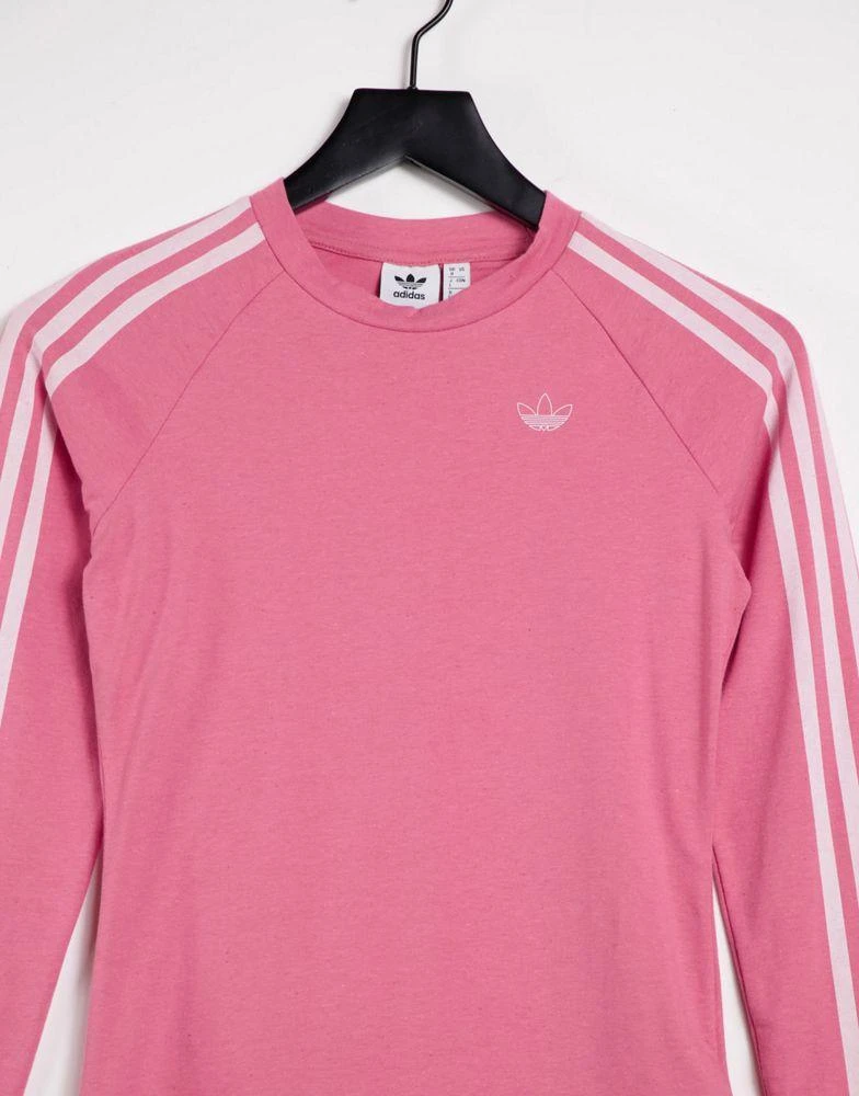 商品Adidas|adidas Originals Fakten three stripe logo fitted long sleeve top in hazy rose,价格¥170,第3张图片详细描述