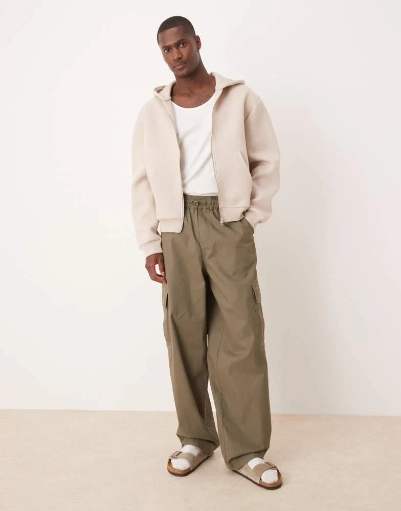 商品ASOS|ASOS DESIGN boxy oversized heavyweight scuba zip through hoodie in beige,价格¥417,第4张图片详细描述