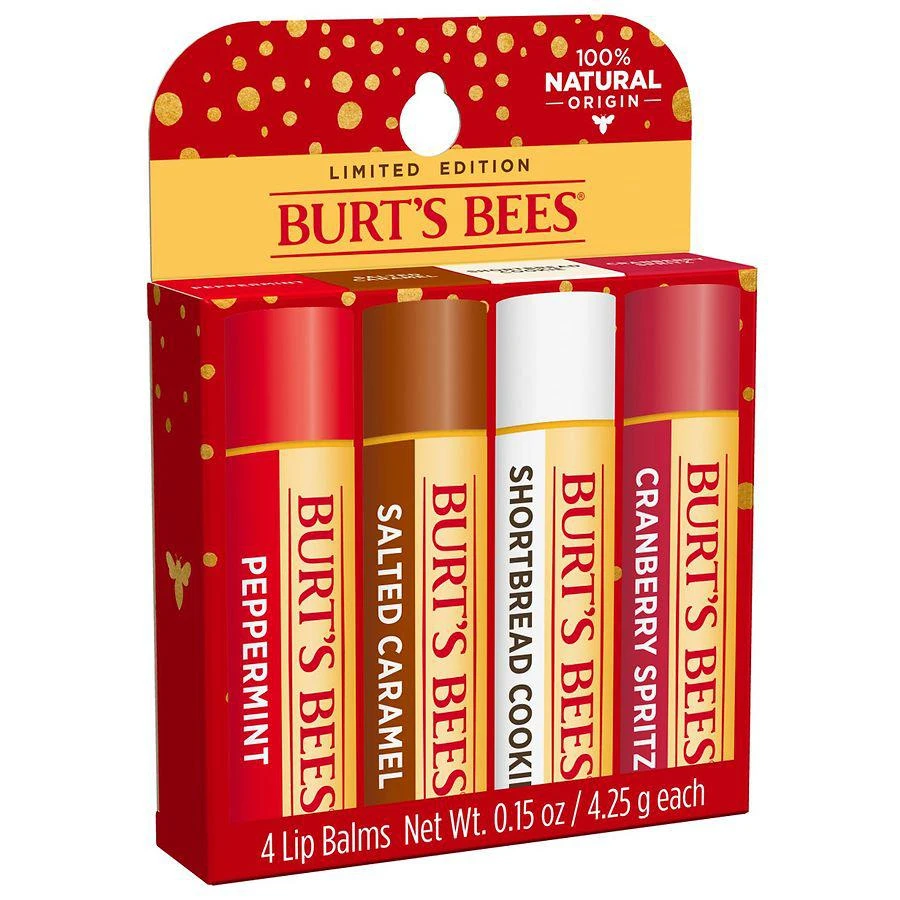 商品Burt's Bees|Festive Fix Holiday Gift Set, 100% Natural Origin Moisturizing Lip Balm Shortbread Cookie, Cranberry, Caramel, Peppermint,价格¥108,第5张图片详细描述