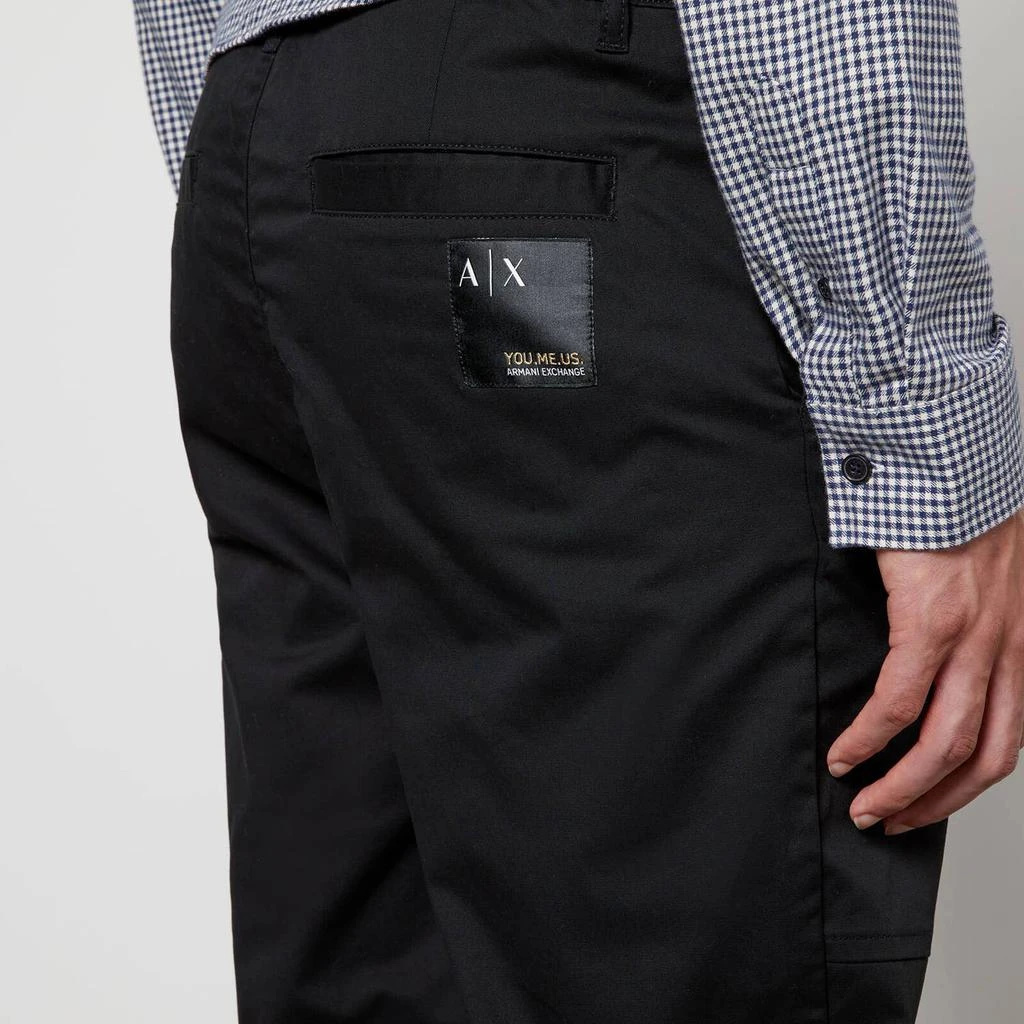 商品Armani Exchange|Armani Exchange Brand Appliqué Cotton-Blend Twill Trousers,价格¥384,第4张图片详细描述