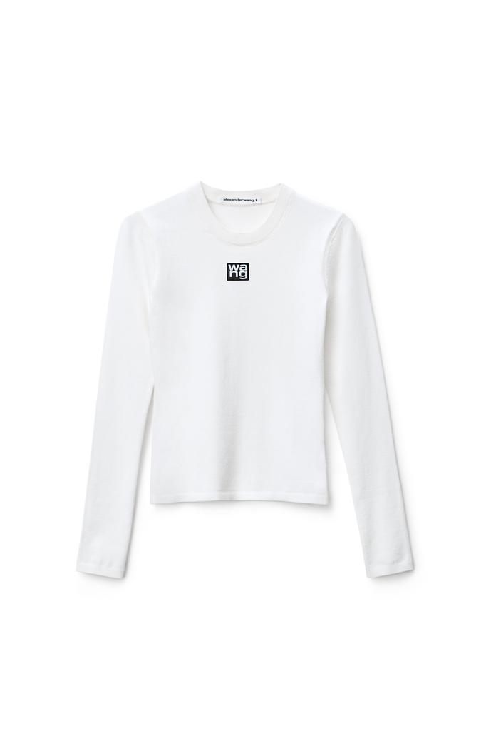 商品Alexander Wang|LOGO PATCH CREWNECK TOP IN BODYCON KNIT,价格¥1899,第1张图片