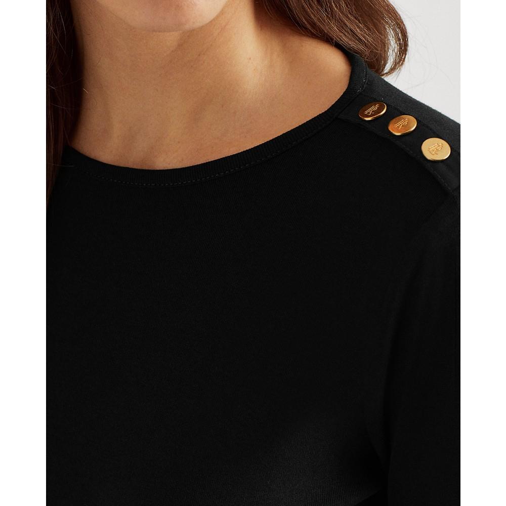 商品Ralph Lauren|Long-Sleeve Button-Shoulder Top,价格¥249,第5张图片详细描述