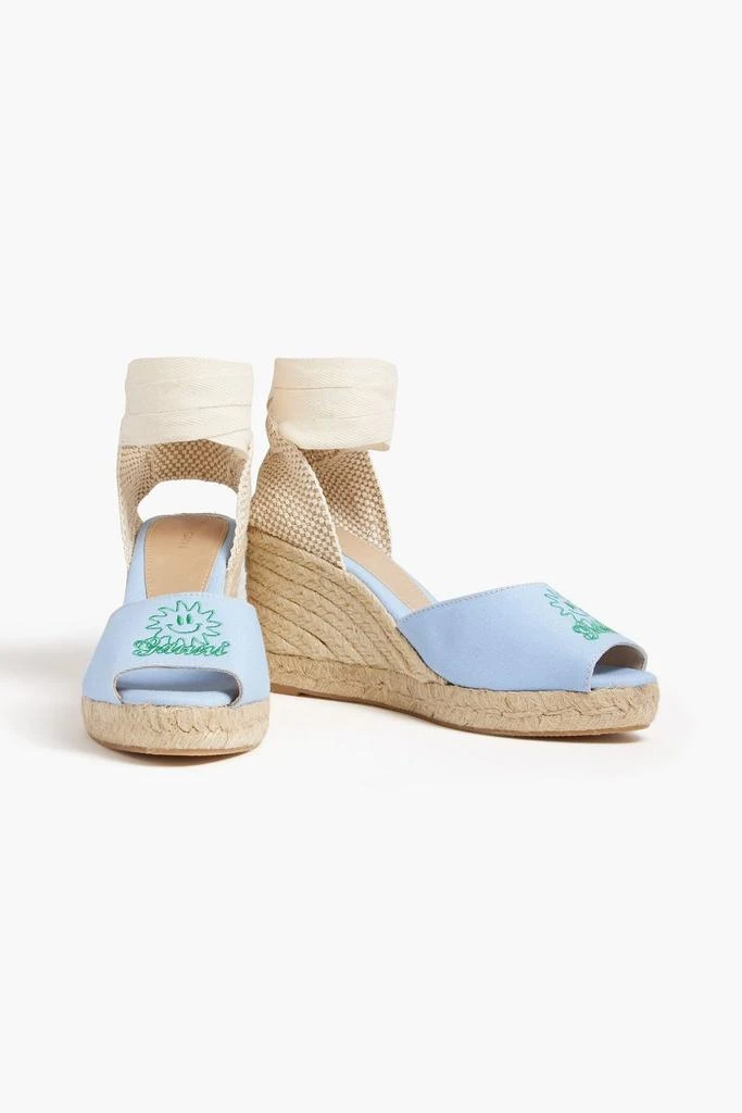 Embroidered canvas espadrille wedge sandals 商品