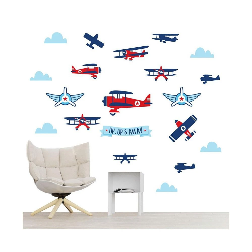 商品Big Dot of Happiness|Taking Flight Airplane Peel & Stick Nursery & Kids Room Vinyl Wall Decals 20 Pc,价格¥261,第1张图片
