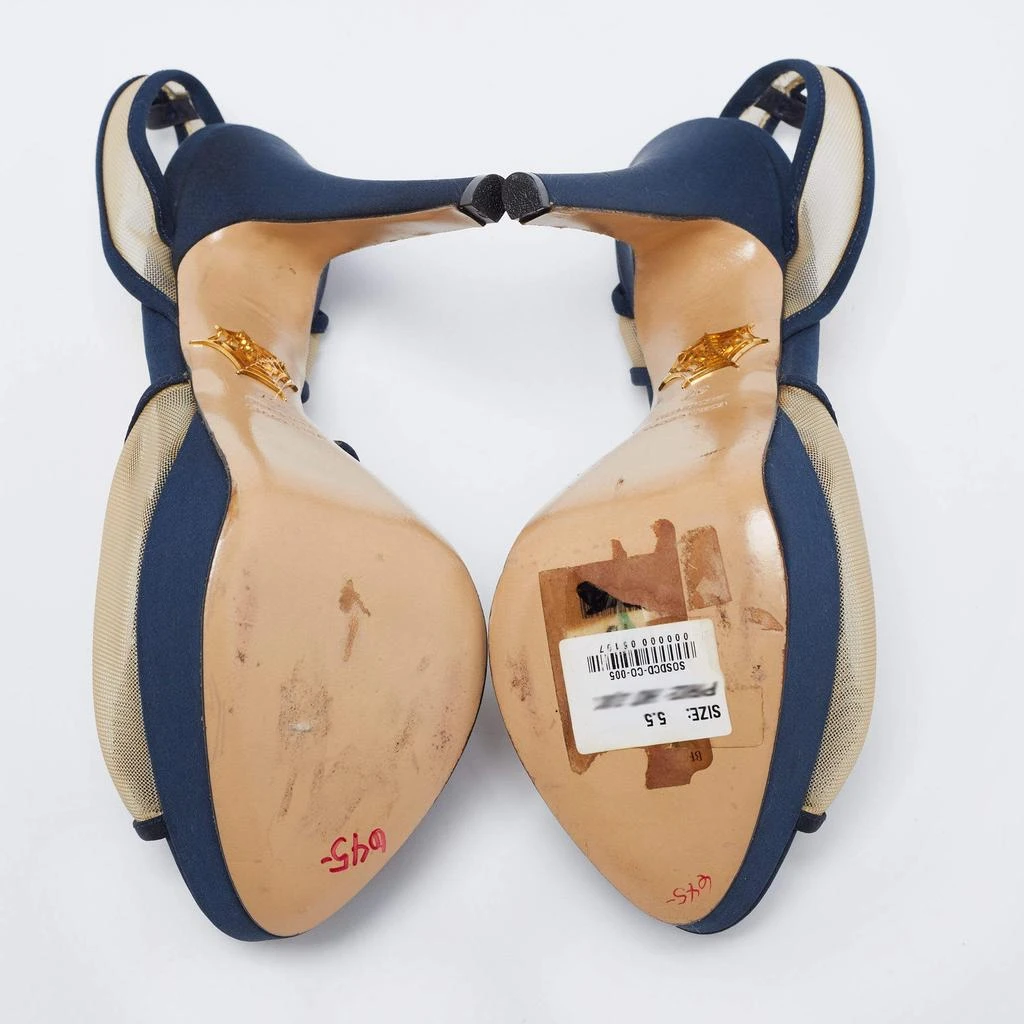 Charlotte Olympia Blue Suede Trim And Mesh Pomoline Pom Pom Platform Sandals Size 37 商品