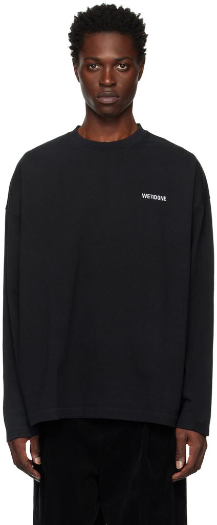 Black Embroidered Long Sleeve T-Shirt商品第1张图片规格展示