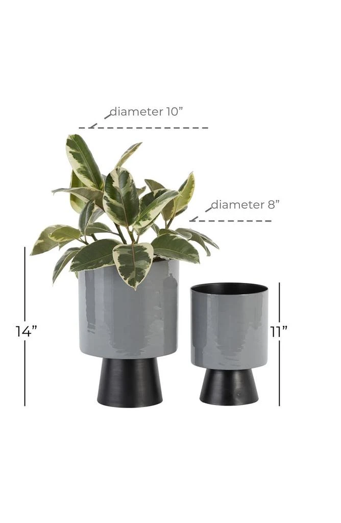 商品VIVIAN LUNE HOME|Gray Metal Modern Planter - Set of 2,价格¥603,第2张图片详细描述