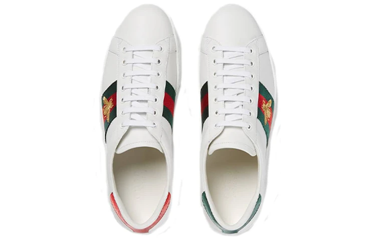 商品[国内直发] Gucci|古驰 ACE 牛皮 时尚板鞋 男款 白绿,价格¥4938,第4张图片详细描述