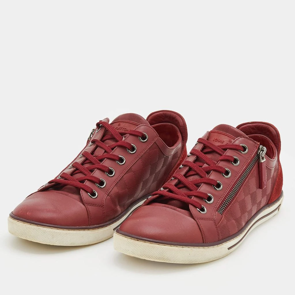 商品[二手商品] Louis Vuitton|Louis Vuitton Red Leather And Suede Low Top Sneakers Size 42,价格¥3033,第2张图片详细描述