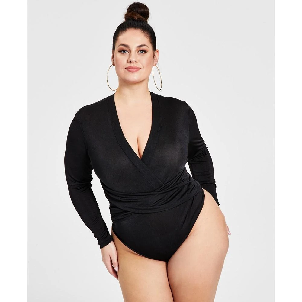 商品Nina Parker|Trendy Plus Size Crossover Bodysuit,价格¥107,第3张图片详细描述