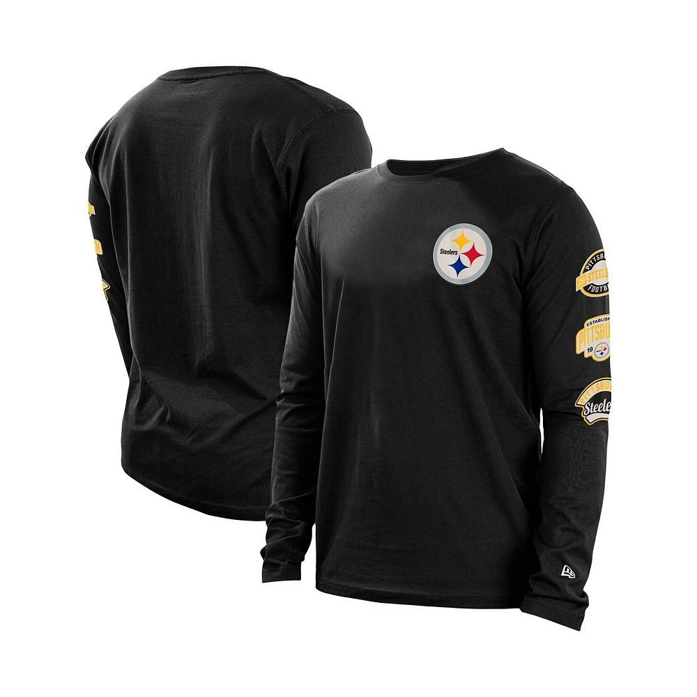 商品New Era|Men's Black Pittsburgh Steelers Hype 2-Hit Long Sleeve T-shirt,价格¥279,第1张图片