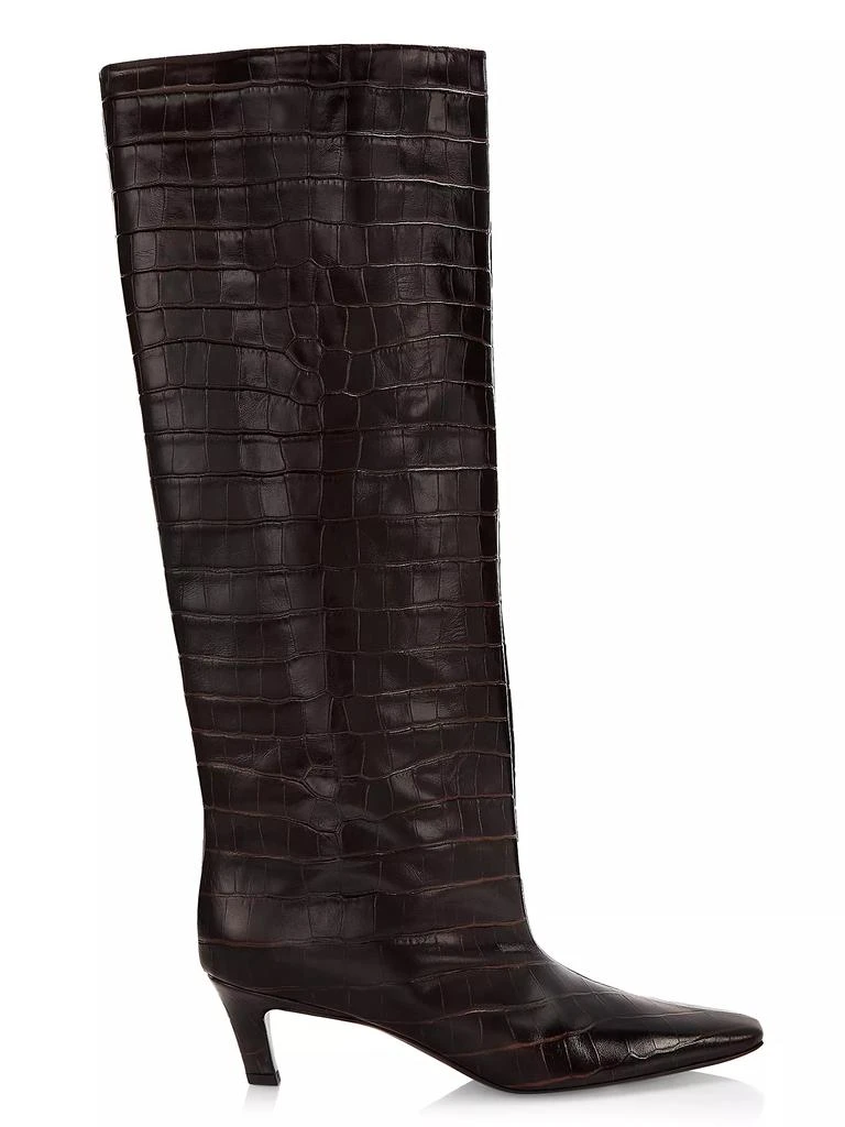 商品Totême|The Wide Calf Croc-Embossed Leather Boots,价格¥8488,第1张图片