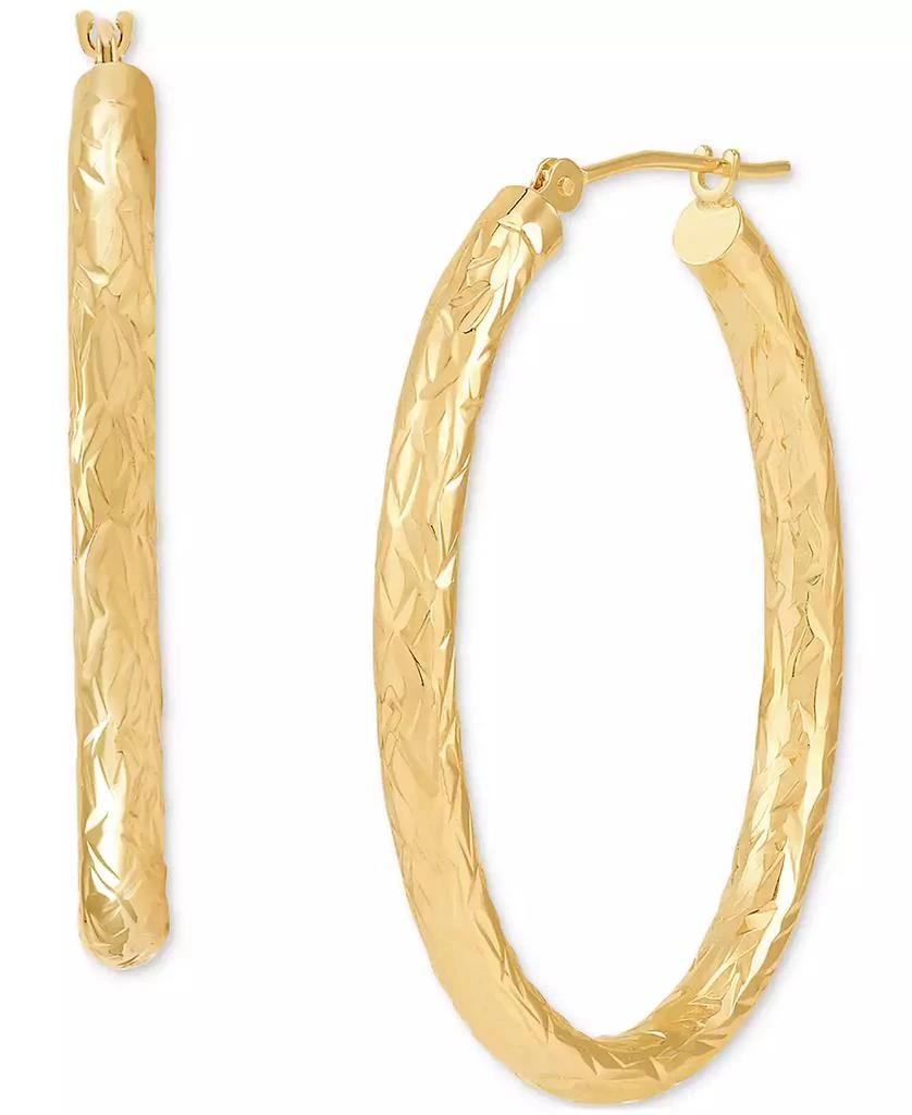 商品Macy's|Medium Polished Tube Hoop Earrings in 14k Yellow Gold, 1-3/8",价格¥1658,第3张图片详细描述