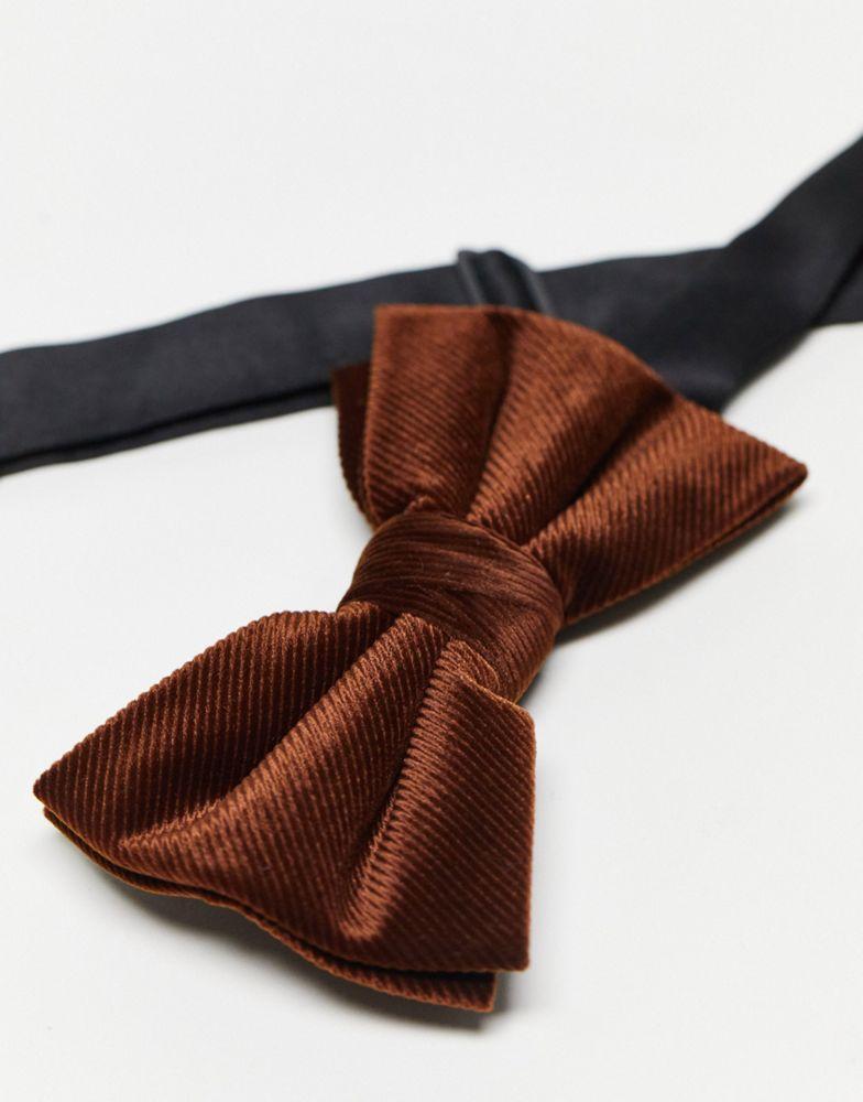 ASOS DESIGN bow tie in dark brown cord商品第3张图片规格展示