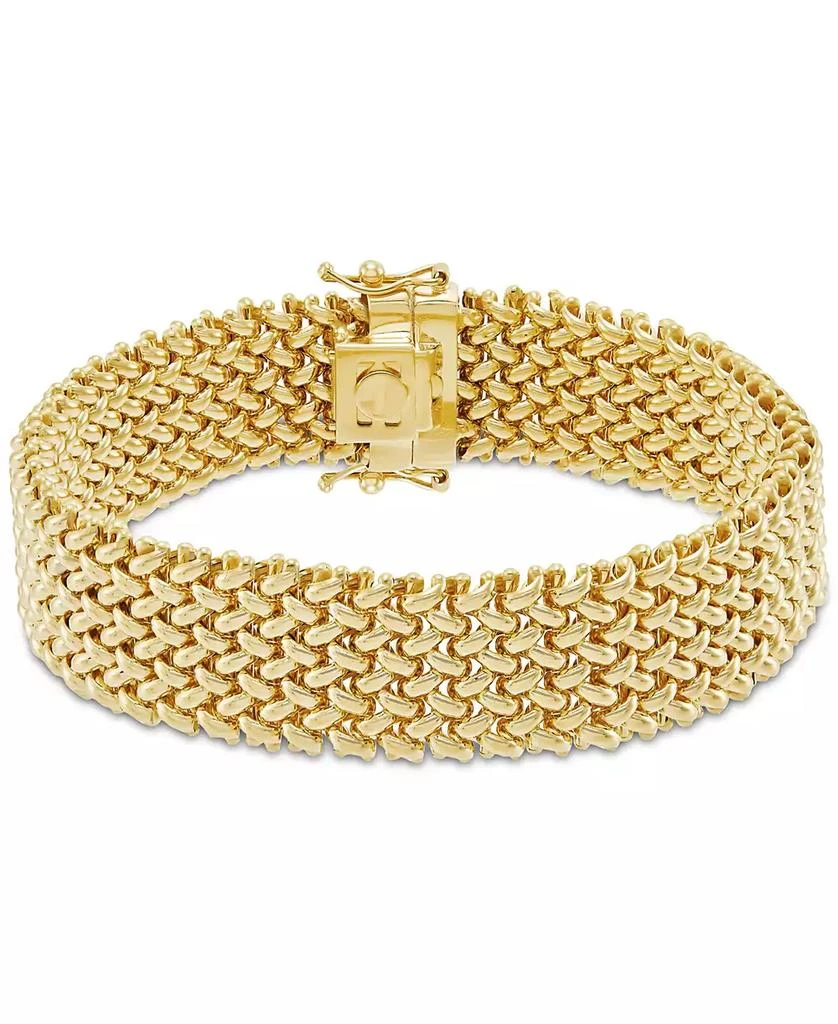 商品Macy's|Polished Wide Woven Mesh Link Chain Bracelet in 18k Gold,价格¥27802,第1张图片