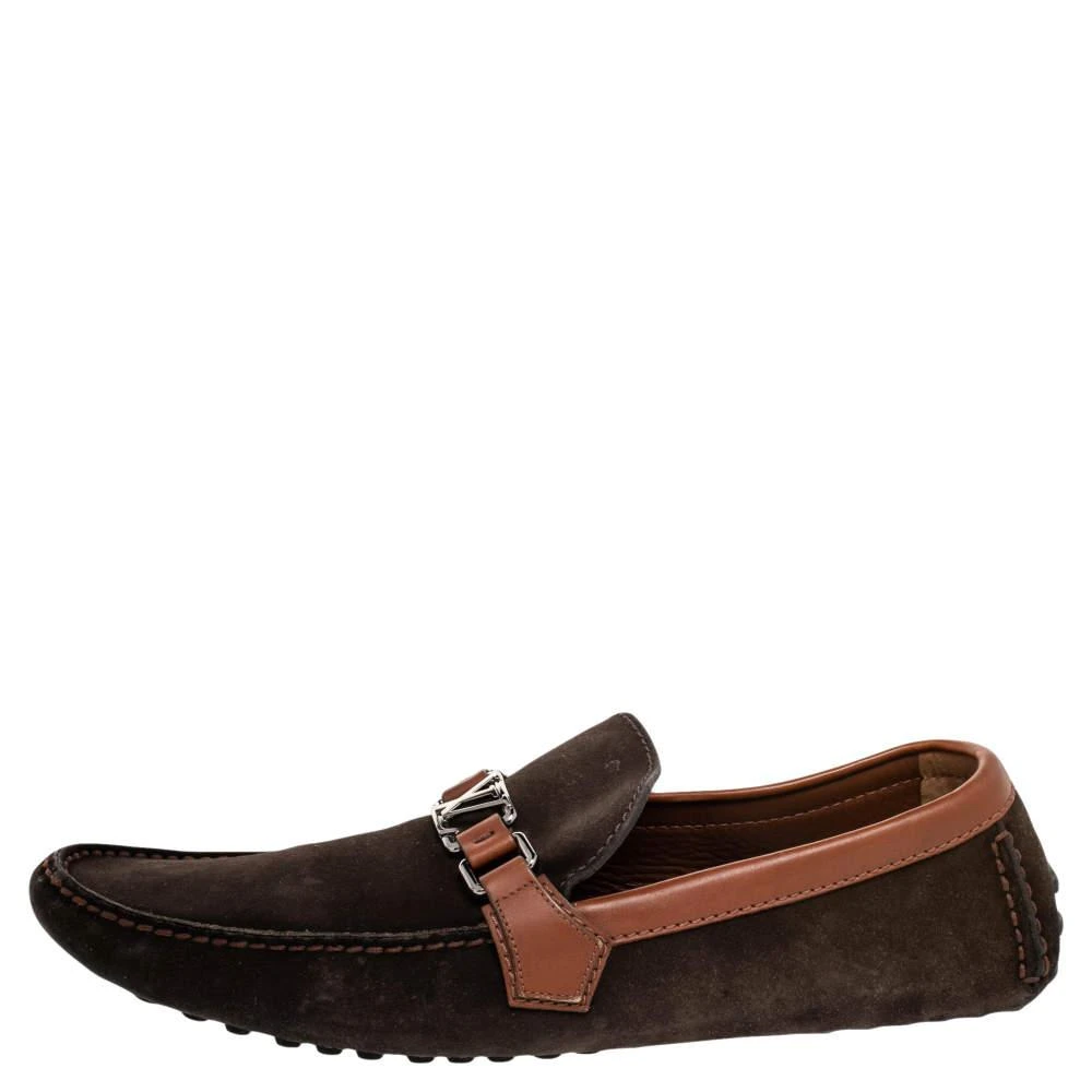 商品[二手商品] Louis Vuitton|Louis Vuitton Brown Suede And Leather Hockenhein Slip On Loafers Size 45,价格¥4006,第2张图片详细描述