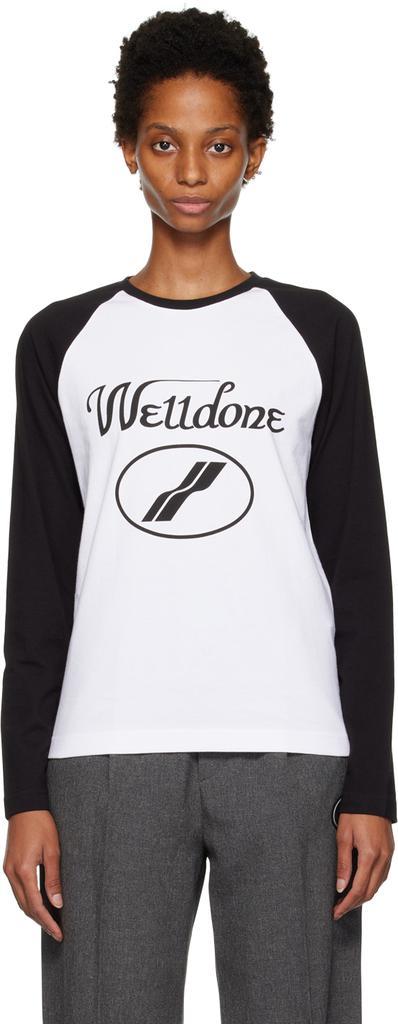 商品We11done|Black & White Cursive T-Shirt,价格¥619,第1张图片
