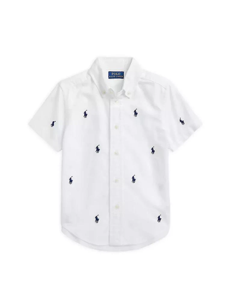 商品Ralph Lauren|Little Boy's & Boy's Logo Embroidered Oxford Short-Sleeve Shirt,价格¥224,第1张图片