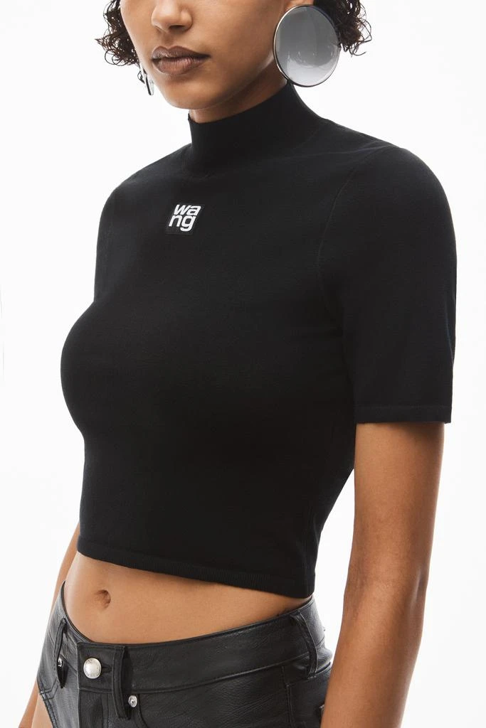 商品Alexander Wang|LOGO PATCH MOCK NECK TOP IN BODYCON KNIT,价格¥2212,第4张图片详细描述