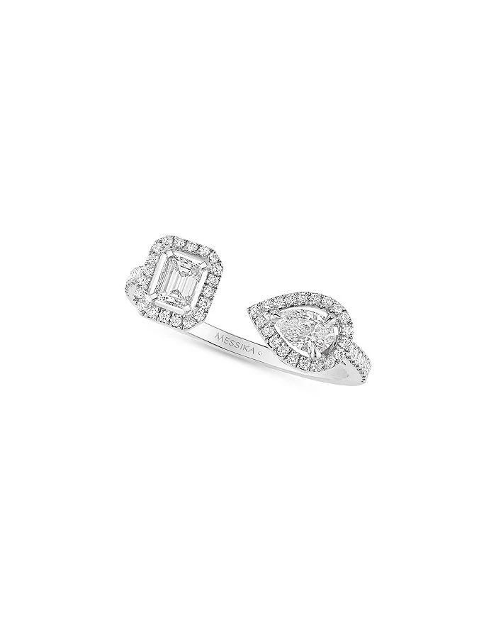 商品Messika|18K White Gold My Twin Diamond Pear & Emerald Cut Toi & Mois Halo Cuff Ring,价格¥28109,第1张图片详细描述