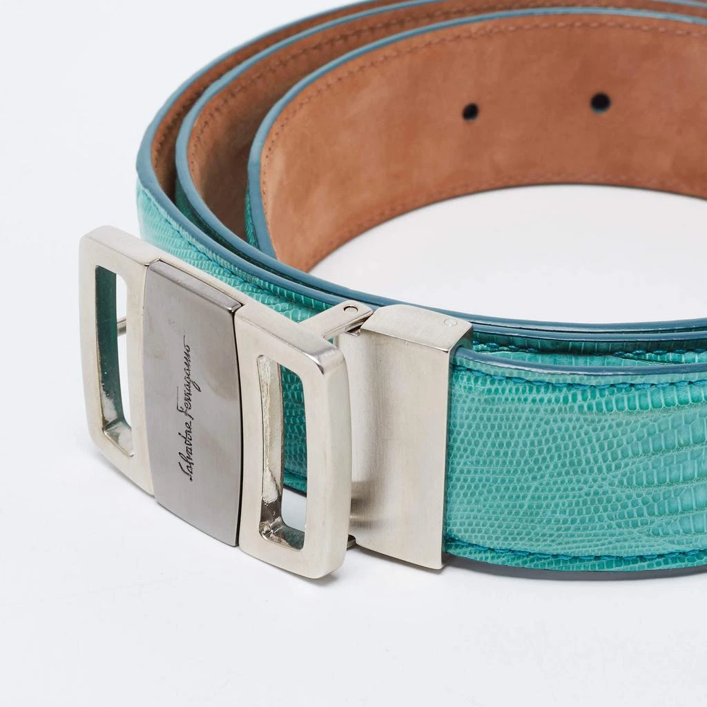 商品[二手商品] Salvatore Ferragamo| Salvatore Ferragamo Turquoise Green Lizard Buckle Belt 105CM,价格¥2421,第2张图片详细描述