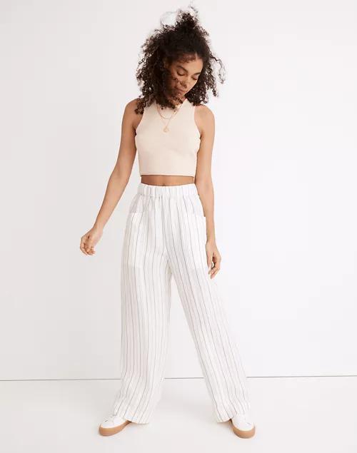 商品Madewell|Linen-Blend Pull-On High-Rise Wide-Leg Pants in Stripe,价格¥590,第1张图片