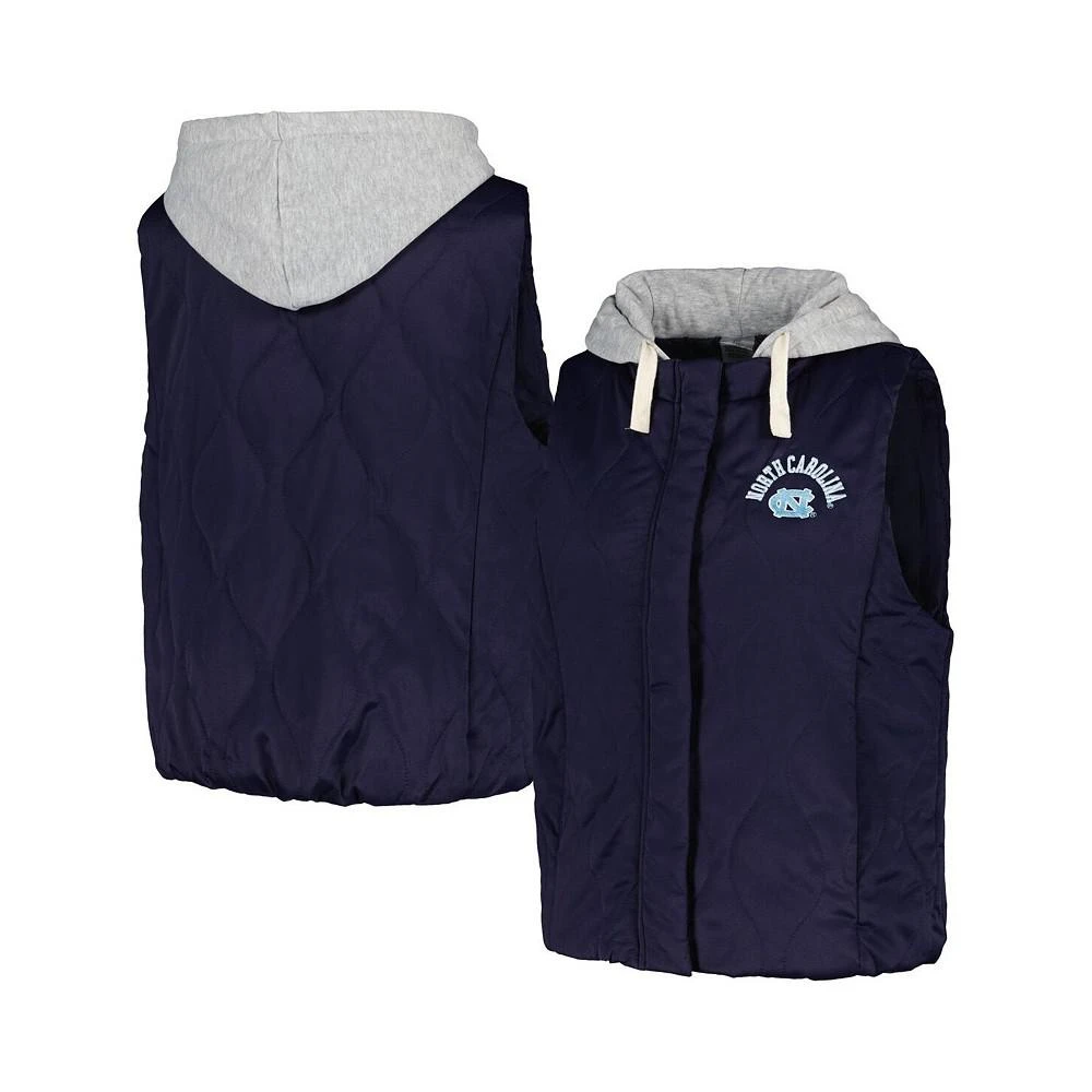 商品Gameday Couture|Women's Navy North Carolina Tar Heels Headliner Full-Snap Hooded Puffer Vest,价格¥485,第1张图片