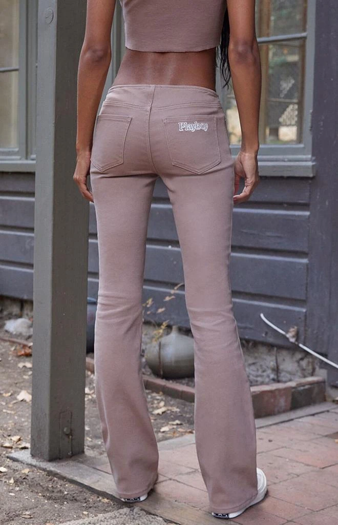 商品Playboy|By PacSun Brown No Waistband Low Rise Bootcut Jeans,价格¥388,第4张图片详细描述
