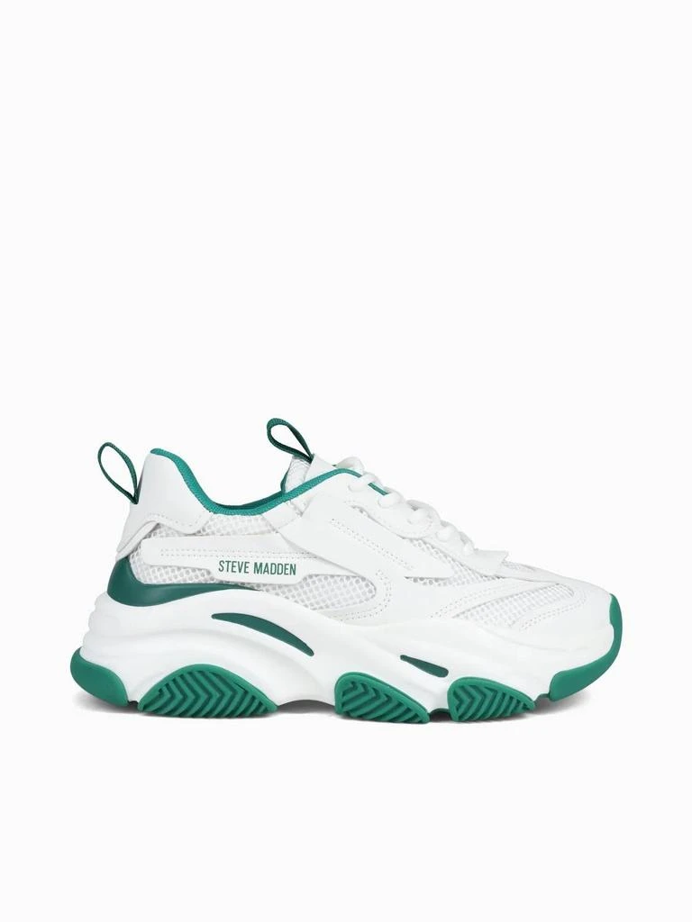 商品Steve Madden|Women's Possession Sneaker In White & Emerald,价格¥575,第1张图片