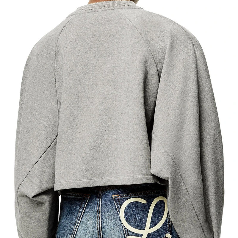 商品Loewe|【预售3-7天】LOEWE/罗意威 22年秋冬新款 女士灰色混色棉质抓绒圆领蝙蝠袖无帽卫衣S359Y24X13-1440,价格¥5733,第6张图片详细描述