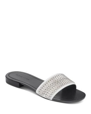 商品KENDALL & KYLIE|Women's Kennedy Embellished Leather Slide Sandals,价格¥247,第1张图片